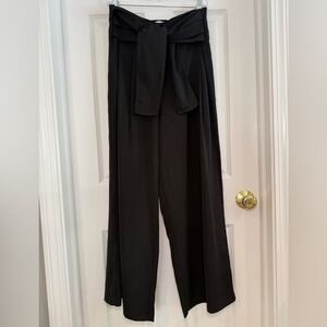 Moon River Wide Leg Pants Black High Waist Pleated Side Zip Trousers Size M